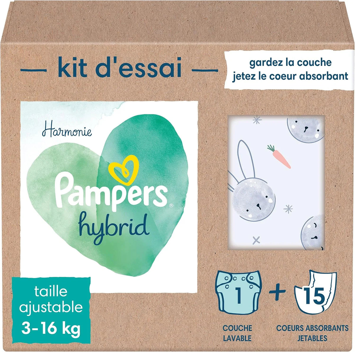 Pampers Harmony Hybrid Sample Pack 1 Washable Nappy + 15 Disposable Top Layers