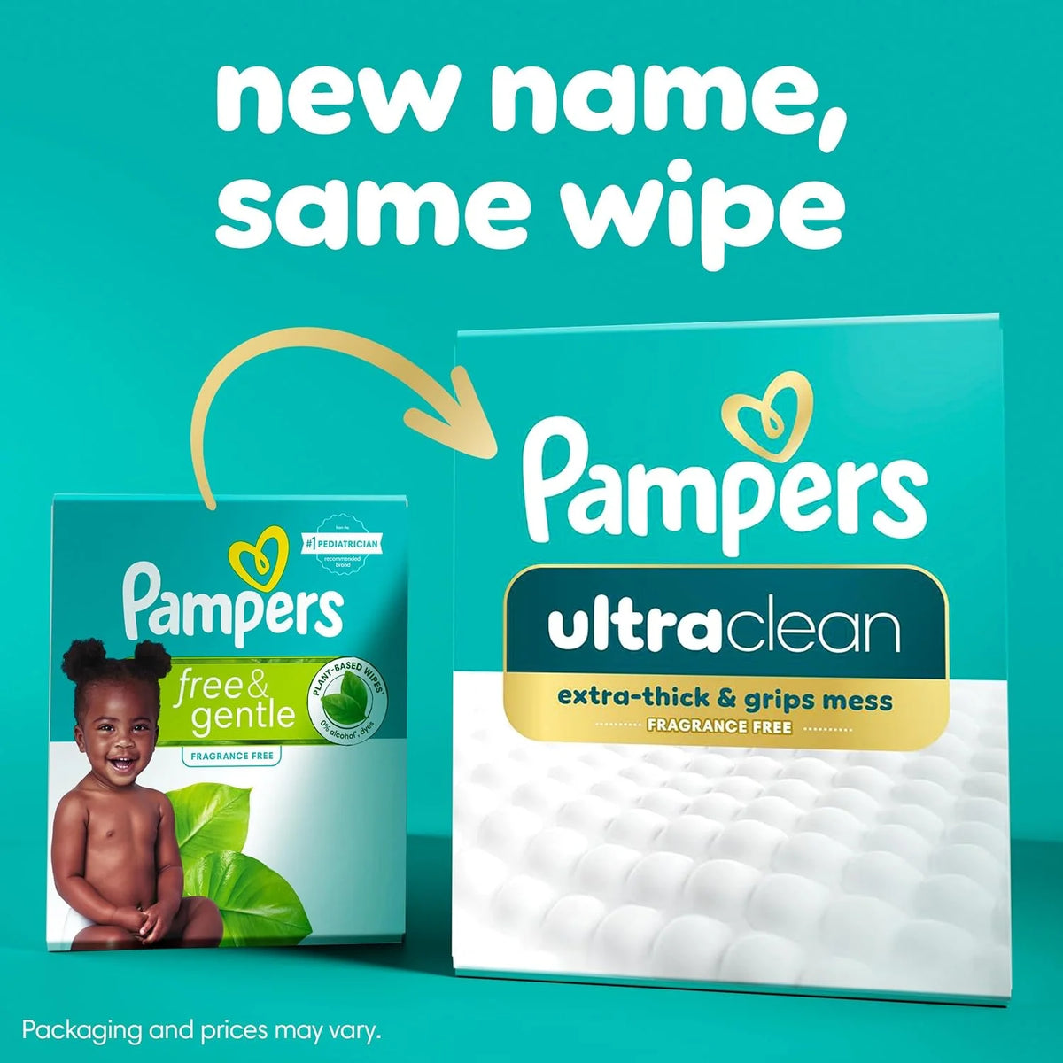 Pampers Ultraclean Baby Wipes, Unscented, Fragrance Free, Water Based, Hypoallergenic, Extra Thick & Grips Mess, 100% Plant Based, 624 Wipes Total (8X Flip-Top Packs)