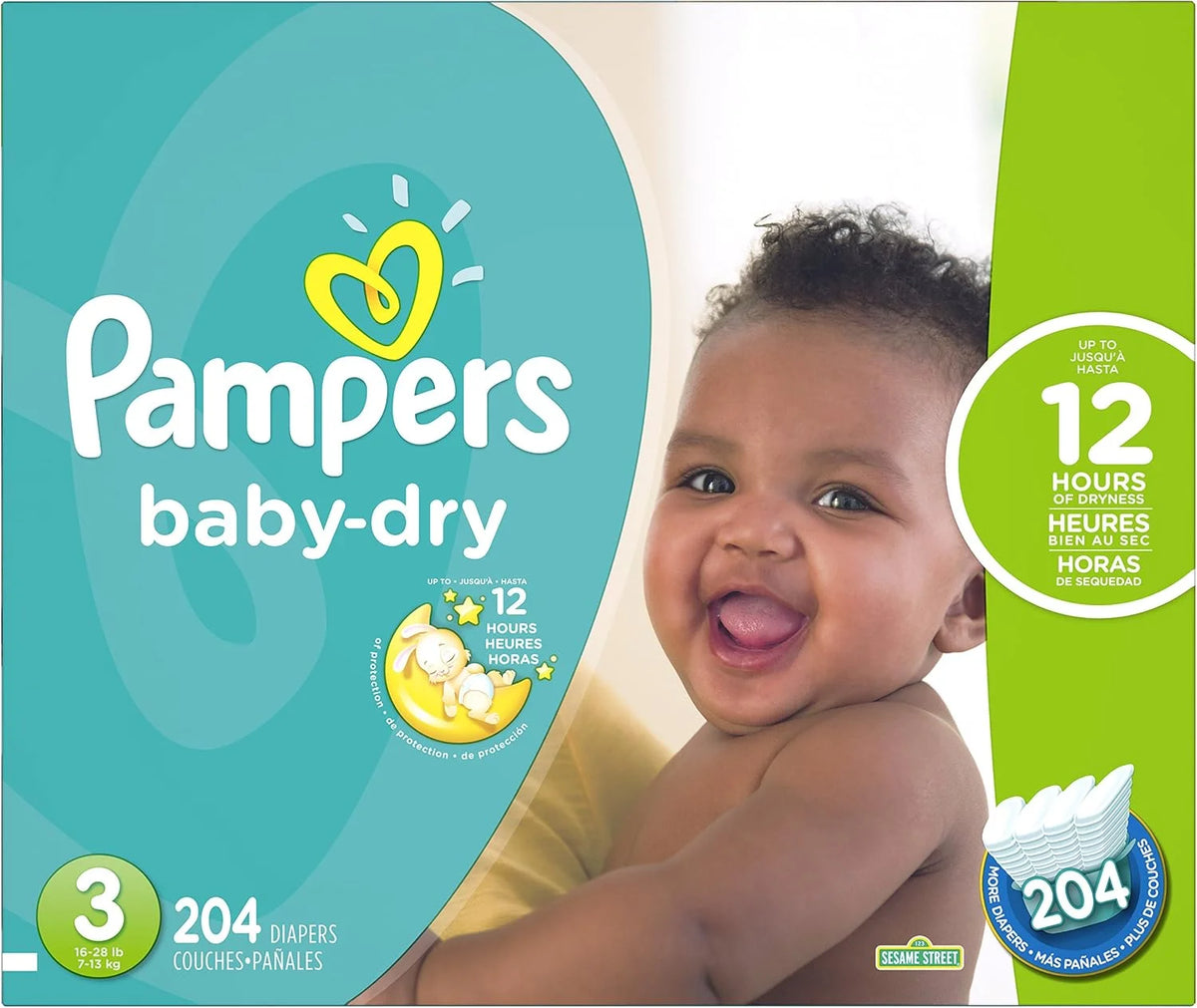 Pampers Baby Dry Diapers - Size 3-204 ct